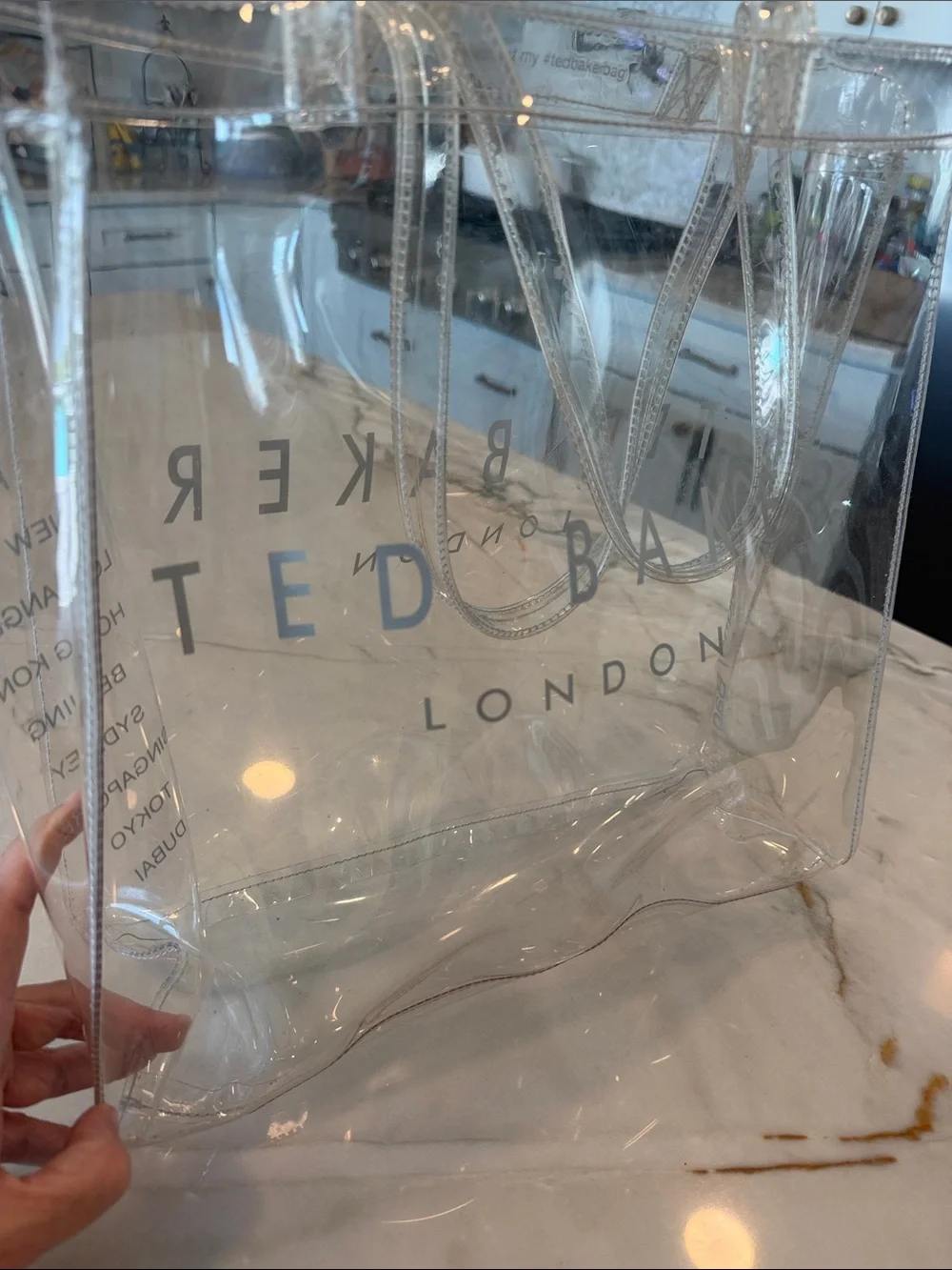 👜Ted Baker Bundle (1)Beige Clutch and (1)Large Clear Icon Tote